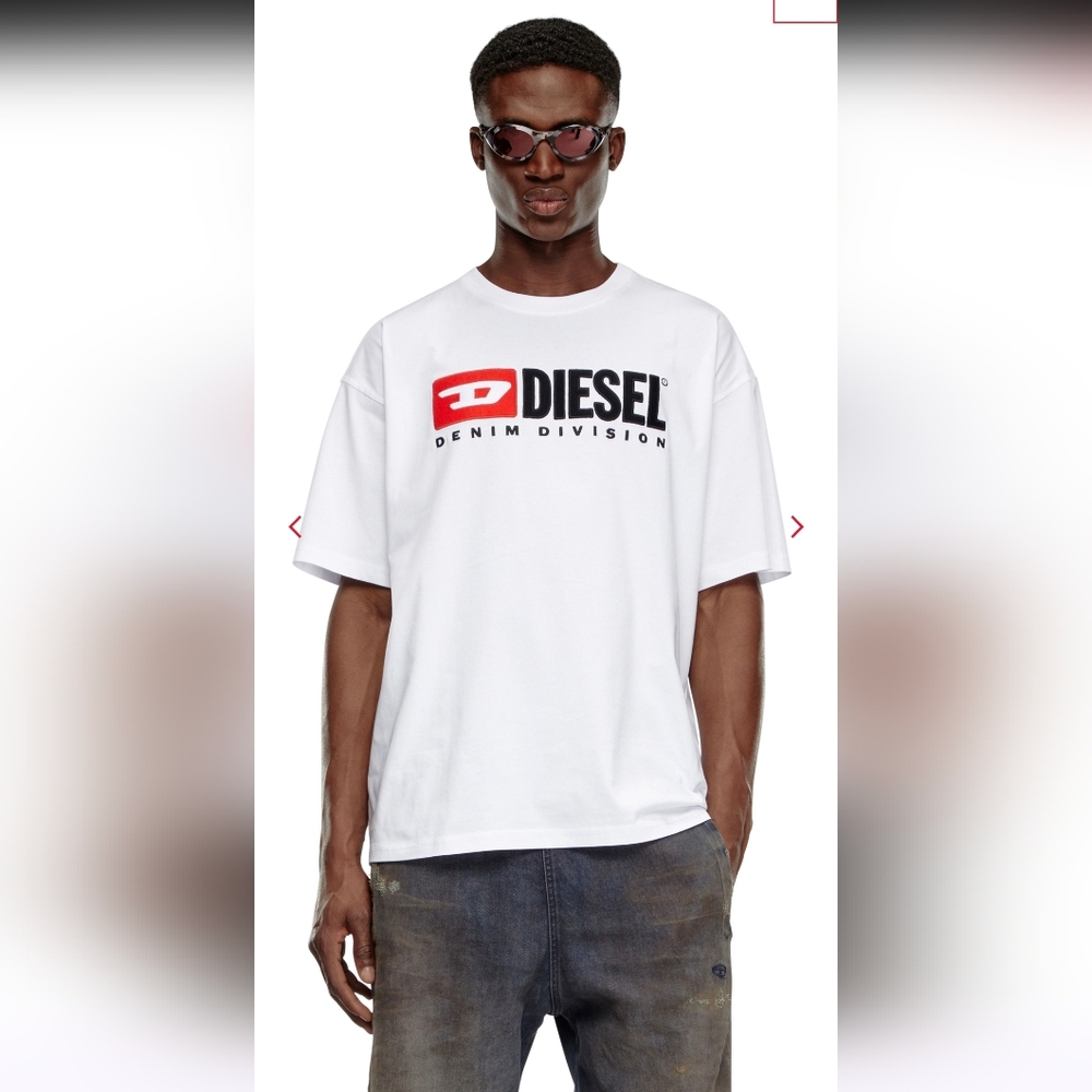 Diesel Denim Division T-Shirt Embroidery And Patches Spellout Logo Mens Large
